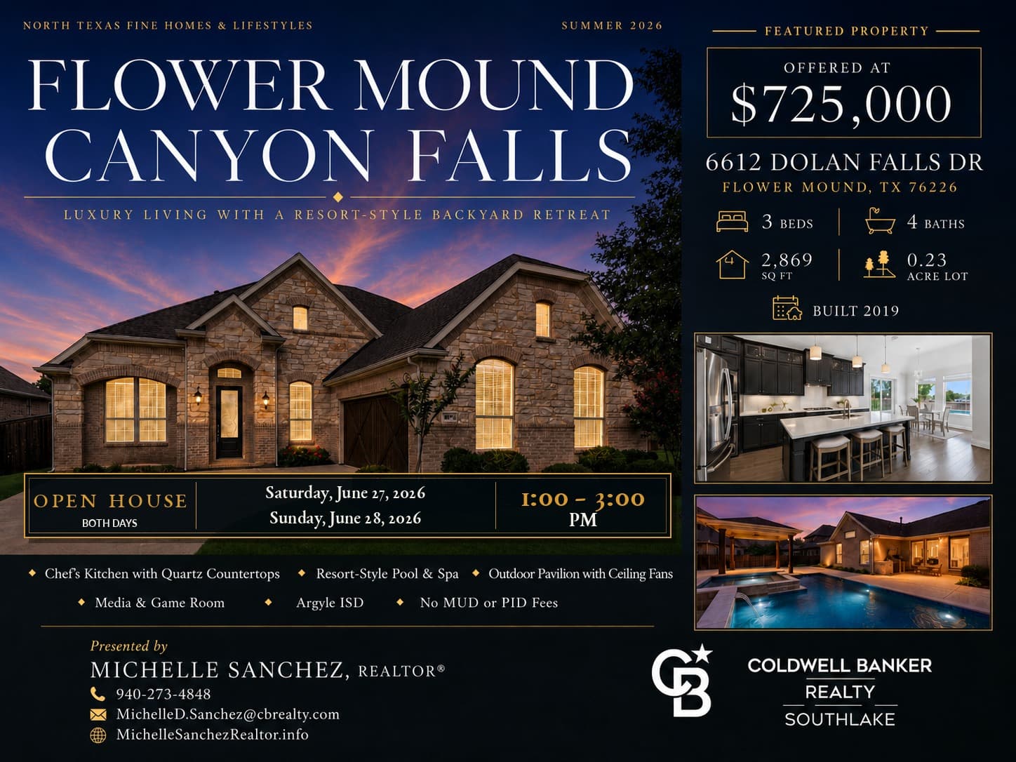 Finished featured-property campaign creative for a Flower Mound listing